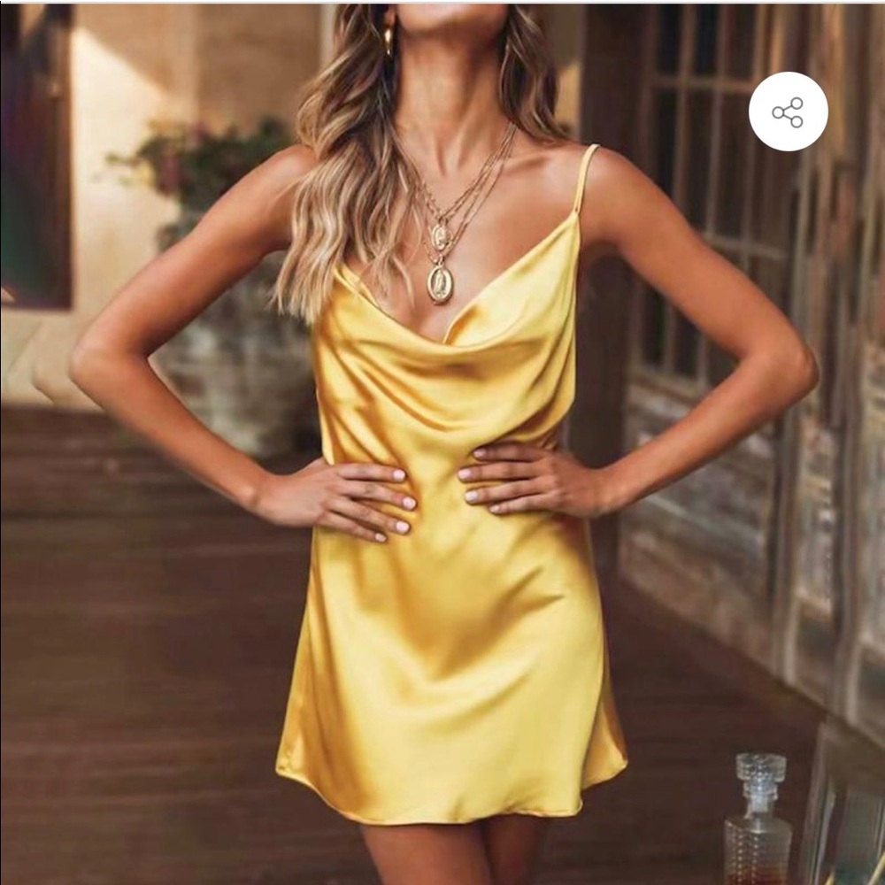 Yellow Cowl Neck Dress